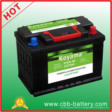 Good Quality Maintenance Free Starting Rechargeable Battery DIN57531 (75Ah 12V)